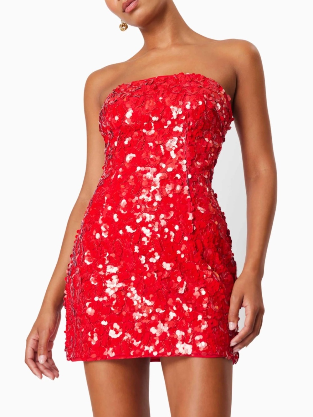 Ramy Brook Strapless Red Sequin Mini Dress